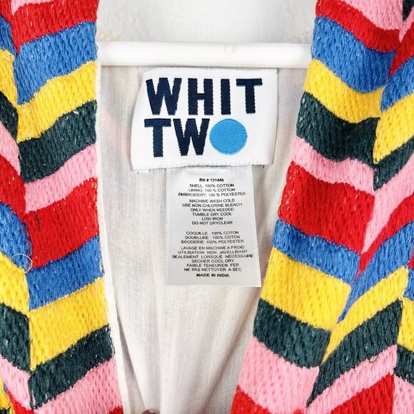 Anthropologie XS Whit Two Bette Flutter-Sleeve Embroidered Tassel Mini Dress - Picture 7 of 8